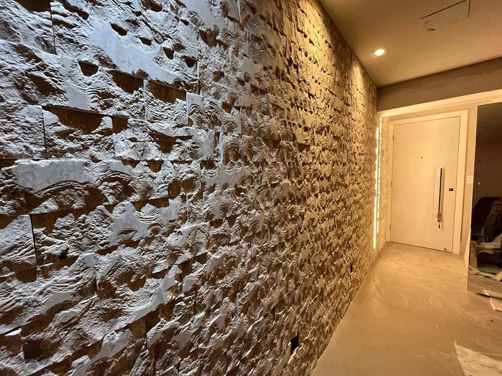 reforma de apartamento, Revestimento em Rock face na Asa Sul